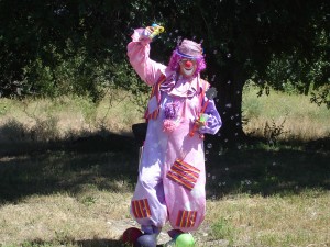 Darlene in her clown costume