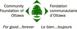 a green tree logo with the words Community Foundation of Ottawa, for good...forever