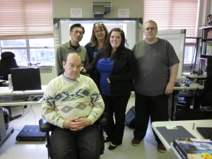 Amy, centre, with Employ-Ability class