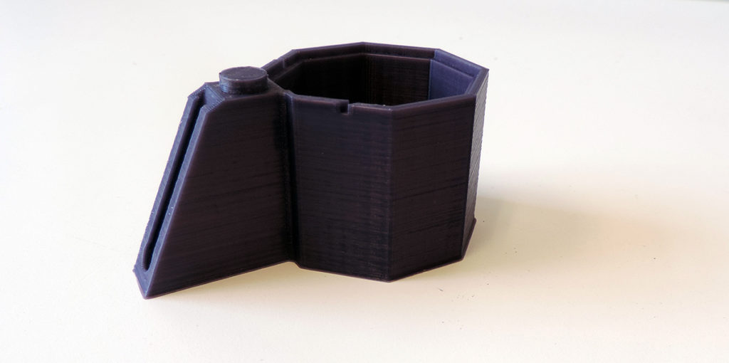The colour-changing jig, currently purple