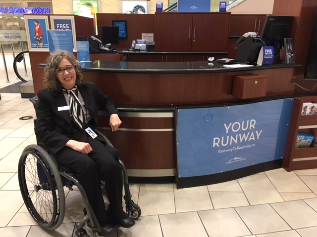 Jessica at her new job at the Coquitlam Centre