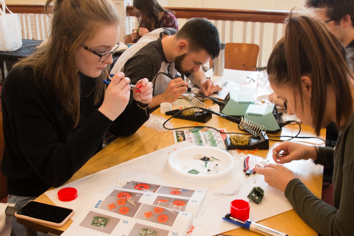 Students soldering