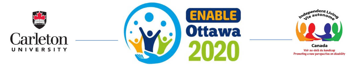 Enable Ottawa, University of Carleton, and Independent Living Canada Logos