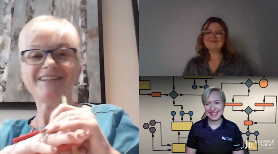 Screenshot of Facebook video where Brenda spoke with TELUS World of Science - Edmonton