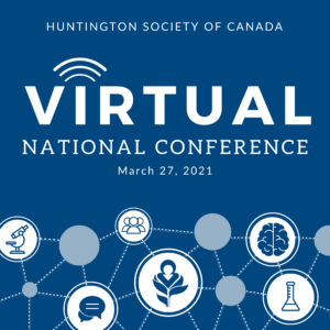 Event poster. Blue background. A grid of white interconnected circles with various icons in them