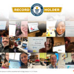 a collage of people who took part in our Guinness World Records title for the most people to take an online assistive technology lesson in 24 hours, with the official GUINNESS WORLD RECORDS record holder seal