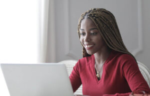 woman working on a computer