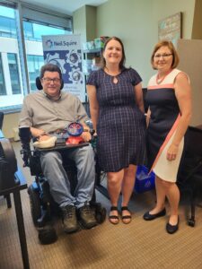 Pictured: Kevin Murphy, Director, Disability Inclusion; Courtney Cameron, Job Developer/Regional Coordinator, Makers Making Change; and Beverly Grasse, Regional Manager.