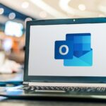 The Outlook app open on a laptop
