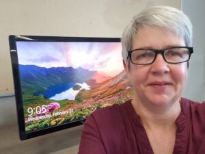 Cheryl from our Ottawa office wearing pink