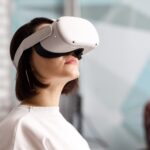 a woman wearing a VR headset