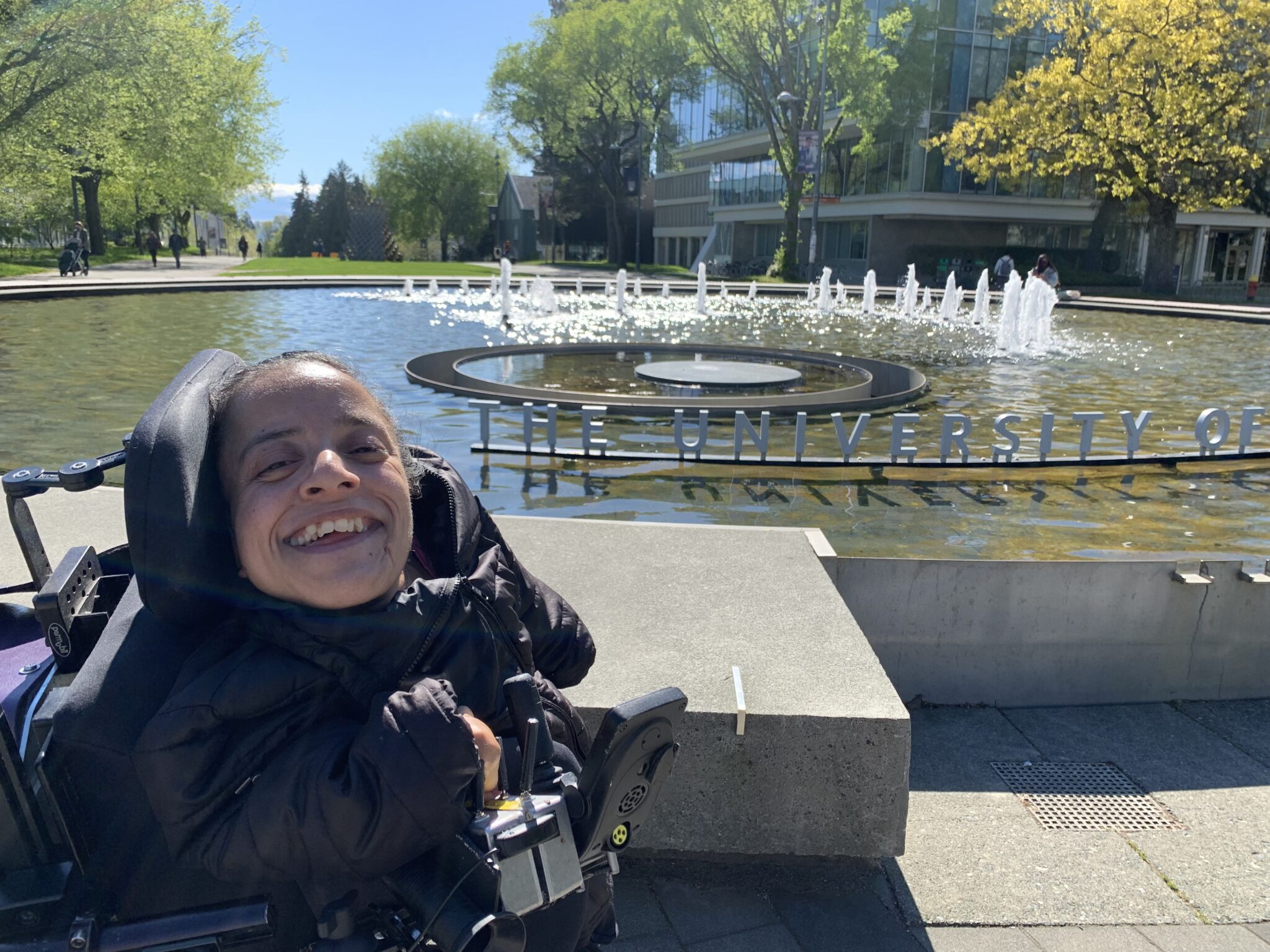 Digital Jumpstart participant Deepi outside in her wheelchair