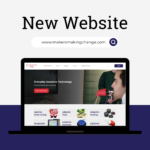 A graphic of a computer featuring the Makers Making Change website home page with text that states, 