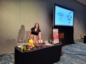 Courtney at her booth during her presentation on adapted toys.