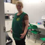 Amelia in her uniform at work.
