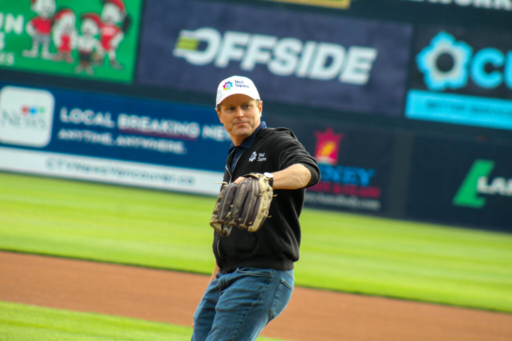 Justin throws the first pitch, part one.