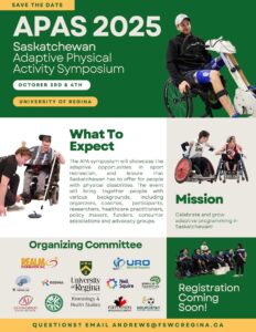 Event poster for the Saskatchewan Adaptive Physical Activity (APA) Symposium.