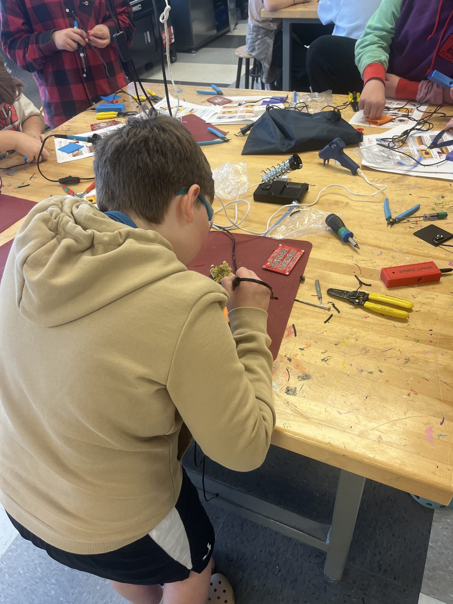 A student works on a switch.