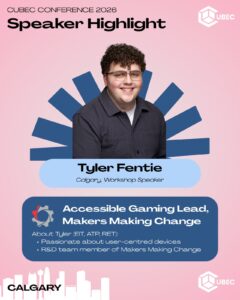 An event graphic showing Tyler Fentie as one of the speakers at CUBEC.