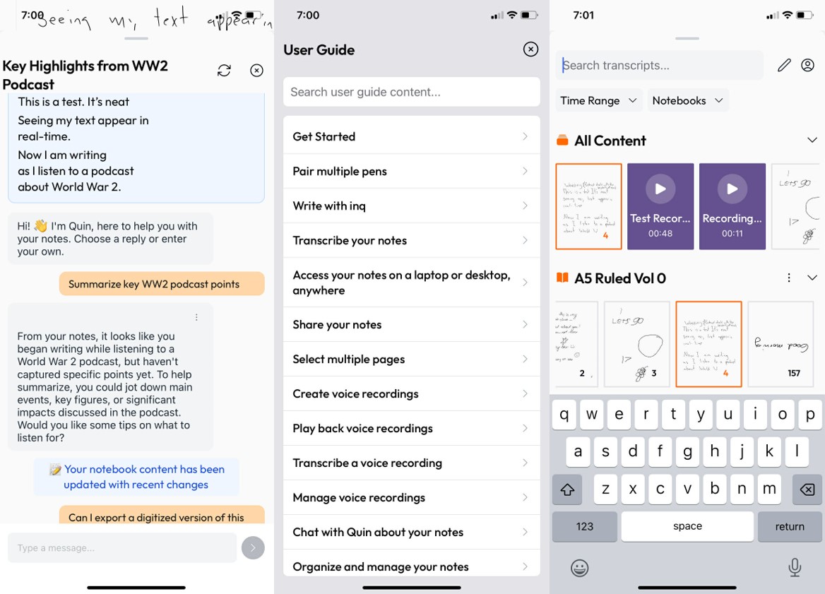 A screenshot of the inq smartpen being used.
