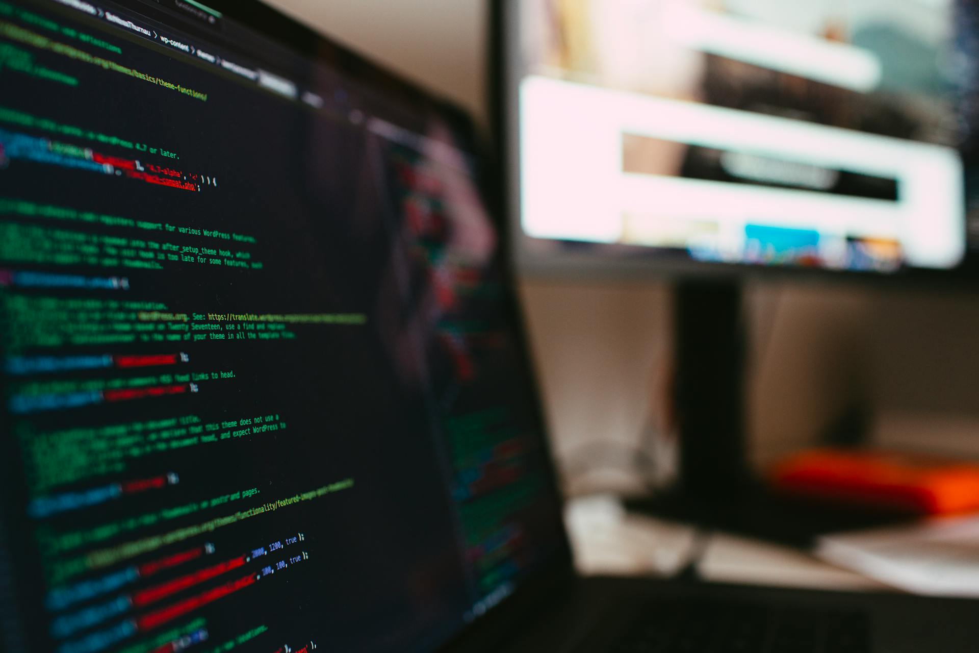 Coding being done on a laptop.