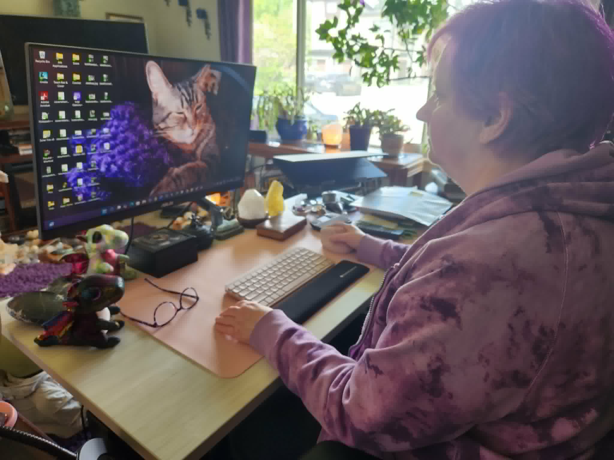 Cynthia at her new workstation.