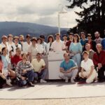 Neil Squire staff in the 1980's pose with their new Xerox machine in Deep Cove.