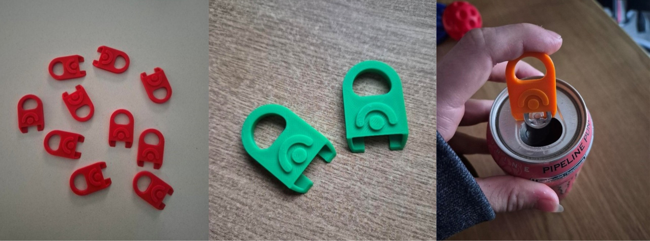 A collage of 3d printed Can Tab Openers.