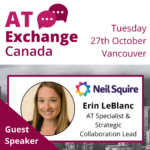 An image announcing Erin LeBlanc as a guest speaker at AT Exchange Canada.